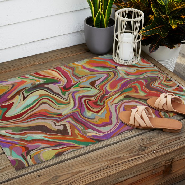 Colorful Liquid Swirl Outdoor Rug Gallery Image 2