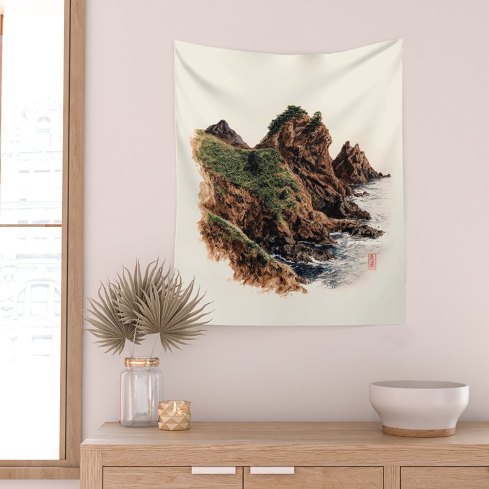 Japanese Painting coastal japandi Art Sage Green Poster Japanese Wall Art Maximalist Wall Art Wall Tapestry Gallery Image 2