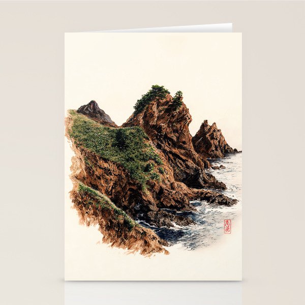 Japanese Painting coastal japandi Art Sage Green Poster Japanese Wall Art Maximalist Wall Art Stationery Card Gallery Image 1