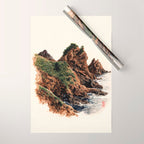 Japanese Painting coastal japandi Art Sage Green Poster Japanese Wall Art Maximalist Wall Art Wrapping Paper Gallery Image 1