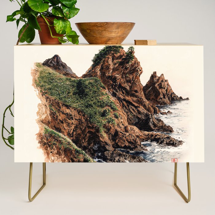 Japanese Painting coastal japandi Art Sage Green Poster Japanese Wall Art Maximalist Wall Art Credenza Gallery Image 1