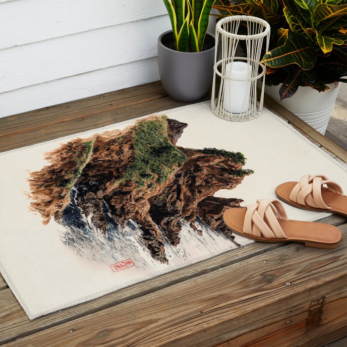 Japanese Painting coastal japandi Art Sage Green Poster Japanese Wall Art Maximalist Wall Art Outdoor Rug Gallery Image 2