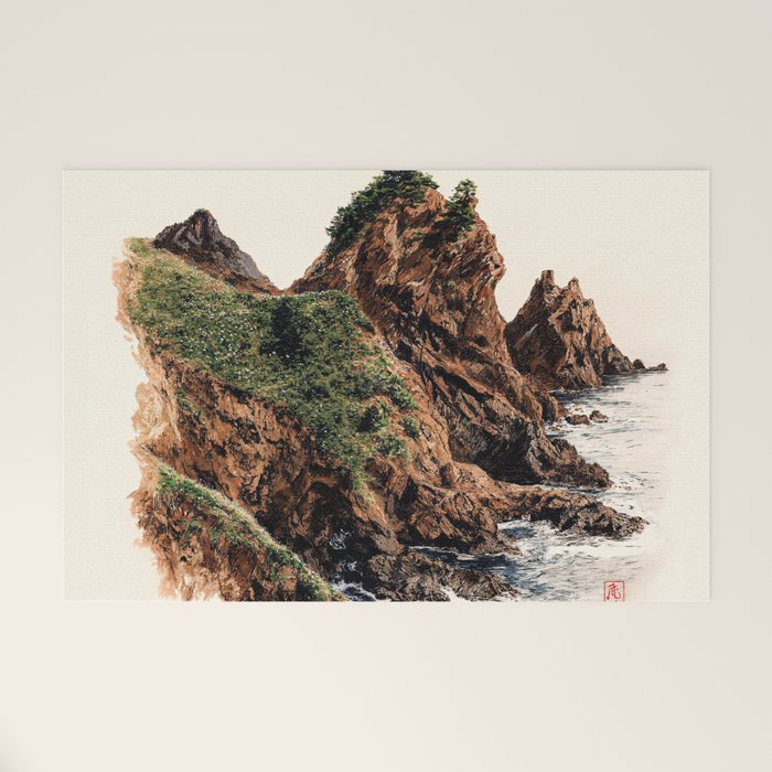 Japanese Painting coastal japandi Art Sage Green Poster Japanese Wall Art Maximalist Wall Art Welcome Mat Gallery Image 1