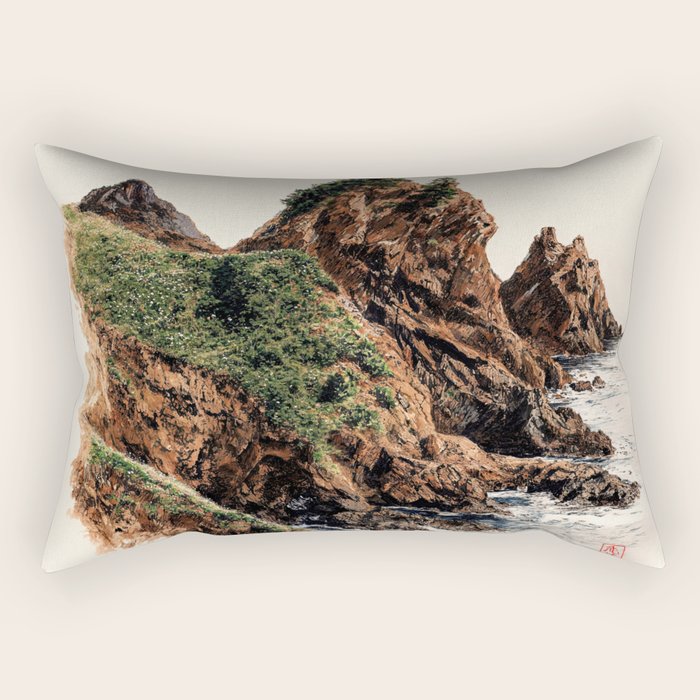 Japanese Painting coastal japandi Art Sage Green Poster Japanese Wall Art Maximalist Wall Art Rectangular Pillow Gallery Image 2