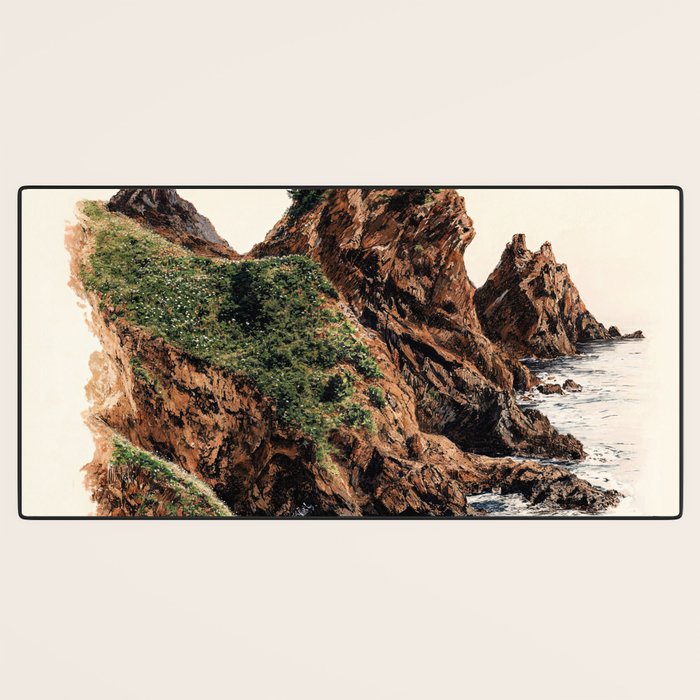 Japanese Painting coastal japandi Art Sage Green Poster Japanese Wall Art Maximalist Wall Art Desk Mat Gallery Image 3
