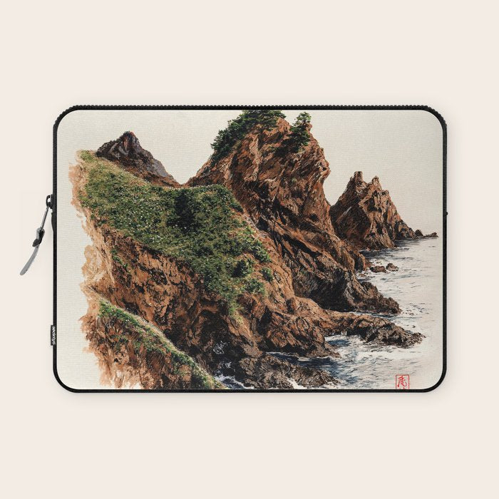 Japanese Painting coastal japandi Art Sage Green Poster Japanese Wall Art Maximalist Wall Art Laptop Sleeve Gallery Image 1
