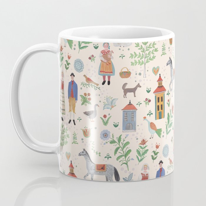 Swedish Folk Art Coffee Mug Gallery Image 3