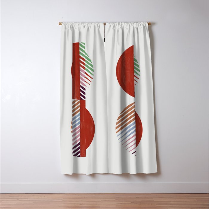 Hand-Drawn Geometric Circles with Stripes Window Curtain Gallery Image 3