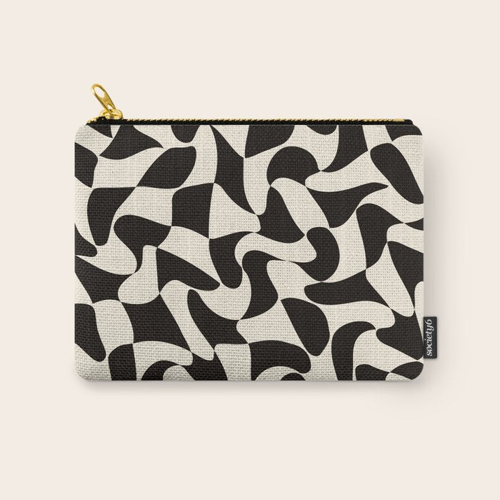  Black&White Warped Wavy Check Carry All Pouch Gallery Image 1