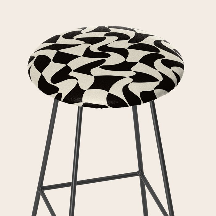  Black&White Warped Wavy Check Stool Gallery Image 2