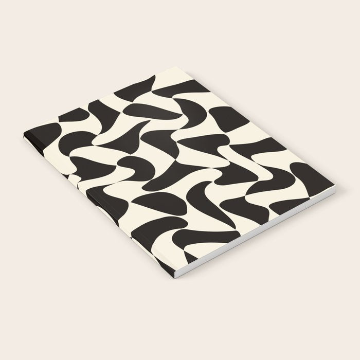  Black&White Warped Wavy Check Notebook Gallery Image 1