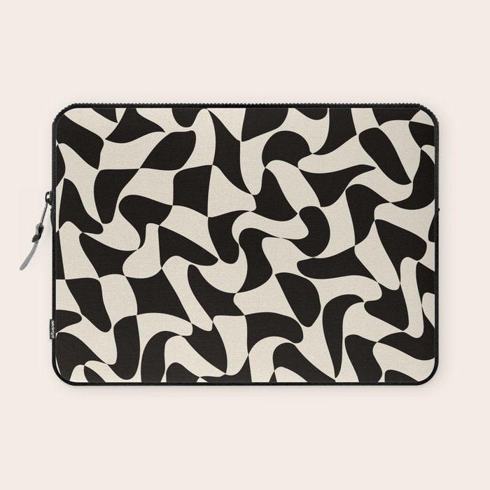  Black&White Warped Wavy Check Laptop Sleeve Gallery Image 1