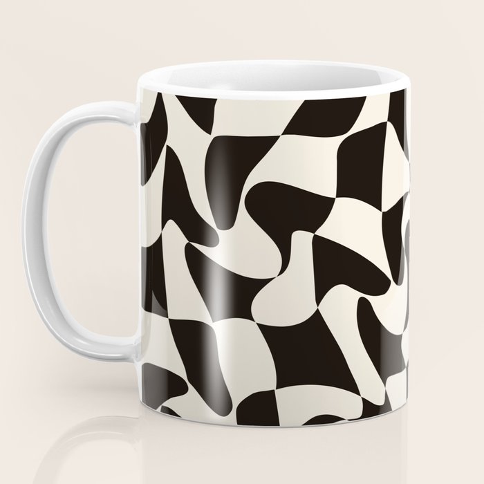  Black&White Warped Wavy Check Coffee Mug Gallery Image 3
