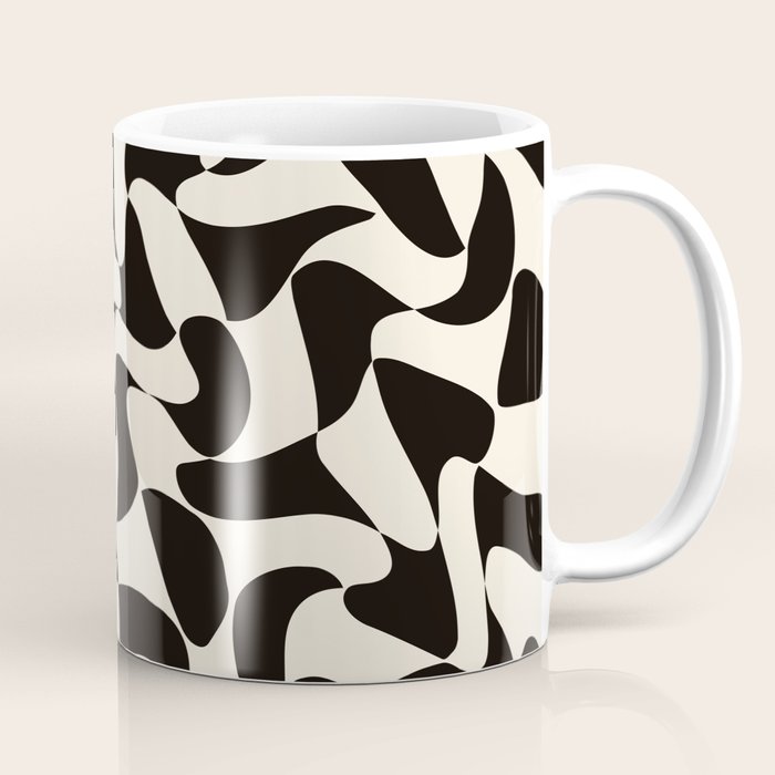  Black&White Warped Wavy Check Coffee Mug Gallery Image 1