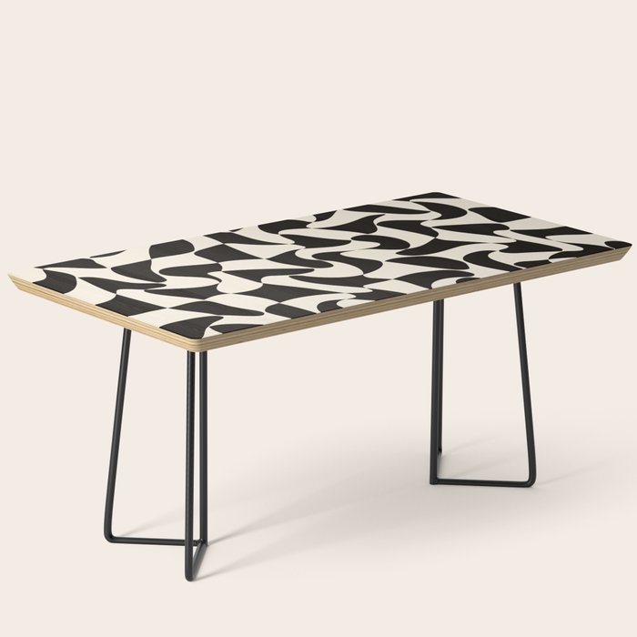  Black&White Warped Wavy Check Coffee Table Gallery Image 1