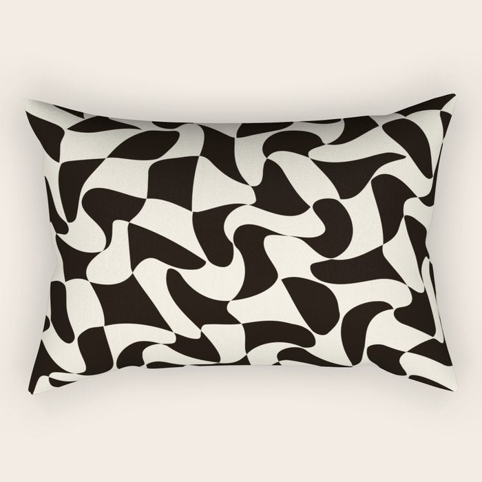  Black&White Warped Wavy Check Rectangular Pillow Gallery Image 2
