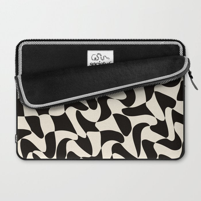  Black&White Warped Wavy Check Laptop Sleeve Gallery Image 2