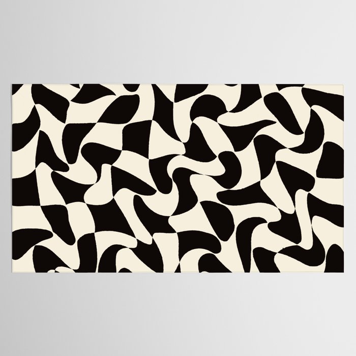  Black&White Warped Wavy Check Tablecloth Gallery Image 2