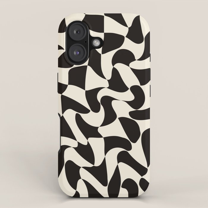  Black&White Warped Wavy Check iPhone Case Gallery Image 1