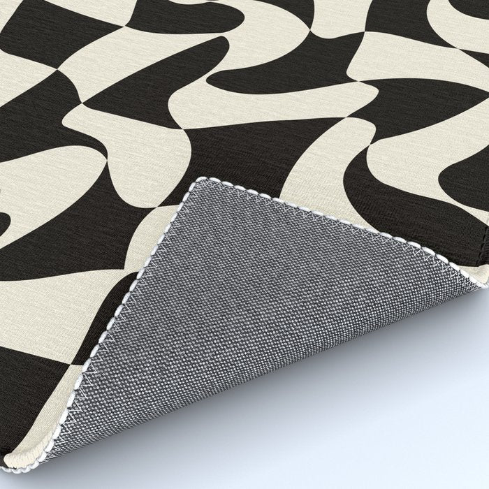  Black&White Warped Wavy Check Rug Gallery Image 4