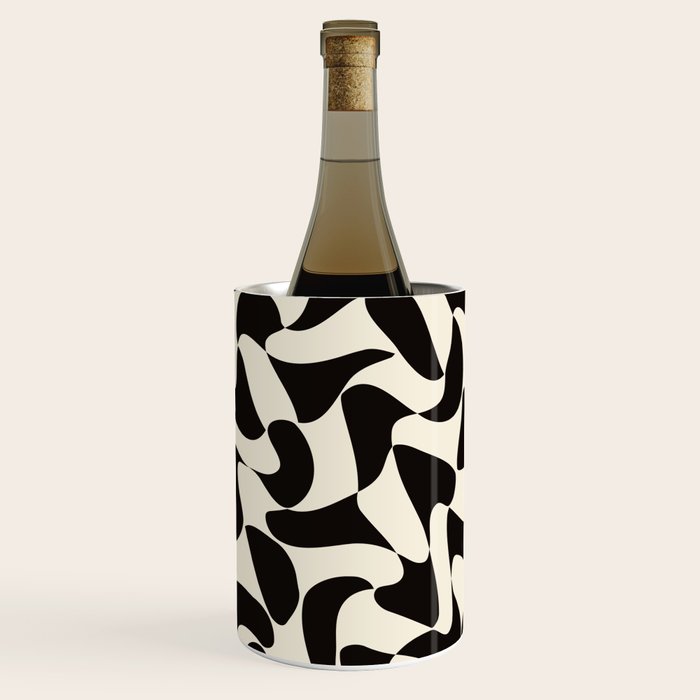  Black&White Warped Wavy Check Wine Chiller Gallery Image 3