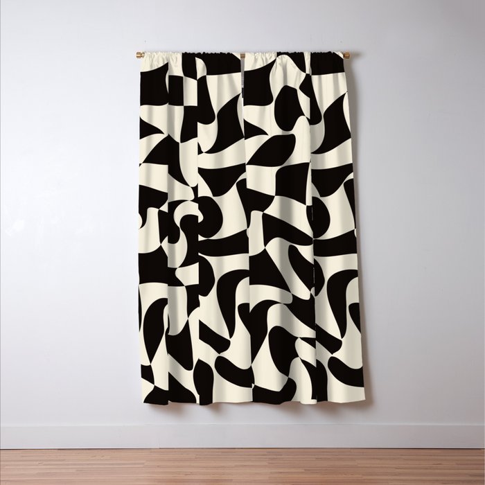  Black&White Warped Wavy Check Window Curtain Gallery Image 3