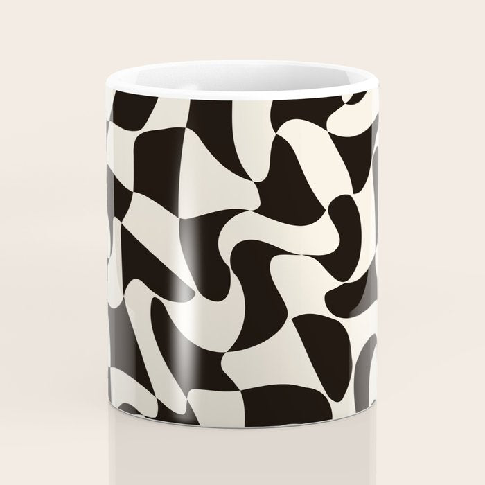  Black&White Warped Wavy Check Coffee Mug Gallery Image 4