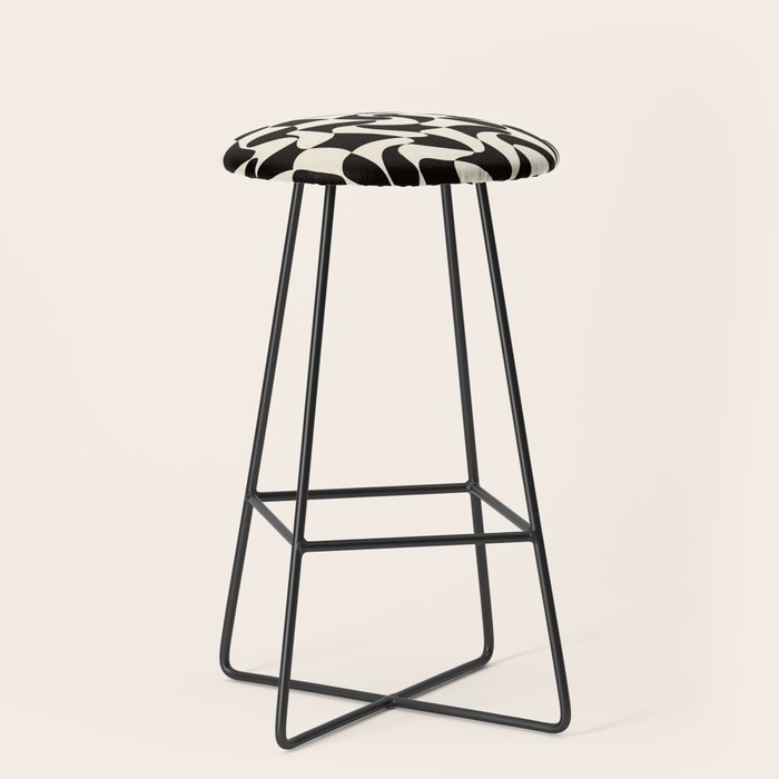  Black&White Warped Wavy Check Stool Gallery Image 1
