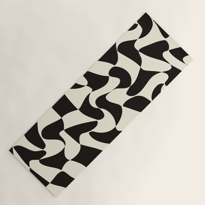  Black&White Warped Wavy Check Yoga Mat Gallery Image 1