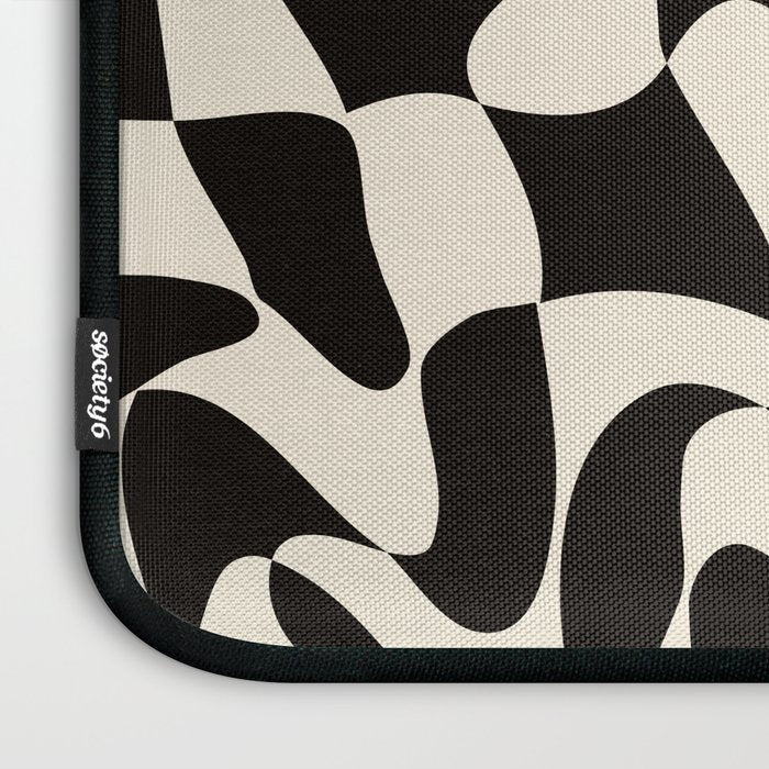  Black&White Warped Wavy Check Laptop Sleeve Gallery Image 3