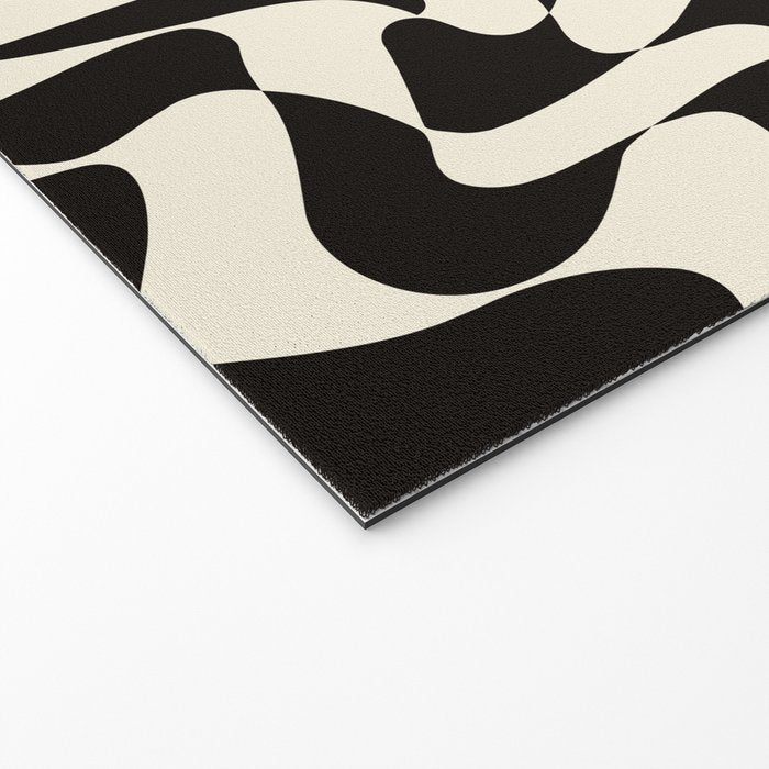  Black&White Warped Wavy Check Welcome Mat Gallery Image 2