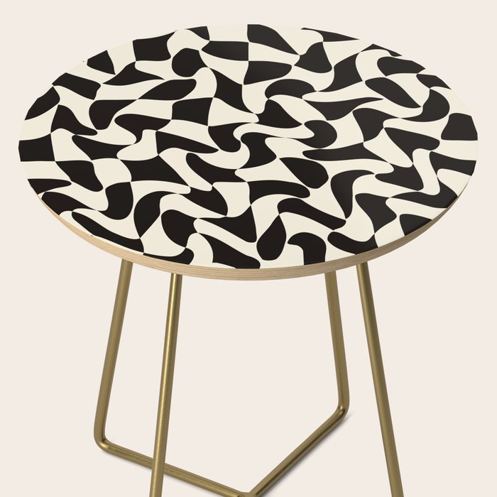  Black&White Warped Wavy Check Side Table Gallery Image 2