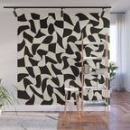  Black&White Warped Wavy Check Wall Mural Gallery Image 1