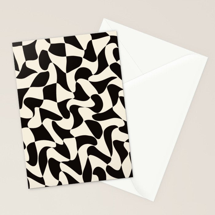  Black&White Warped Wavy Check Stationery Card Gallery Image 2