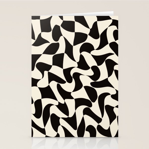  Black&White Warped Wavy Check Stationery Card Gallery Image 2