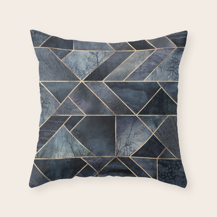 Abstract Nature - Dark Blue Throw Pillow Gallery Image 1