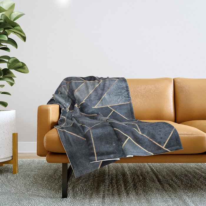 Abstract Nature - Dark Blue Throw Blanket Gallery Image 1