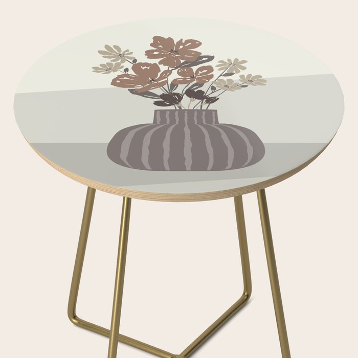 Wildflower bouquet in vase illustration - pantone brown mocha mousse Side Table Gallery Image 2