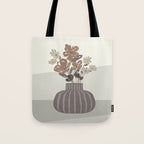 Wildflower bouquet in vase illustration - pantone brown mocha mousse Tote Bag Gallery Image 1