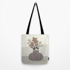 Wildflower bouquet in vase illustration - pantone brown mocha mousse Tote Bag Gallery Image 2