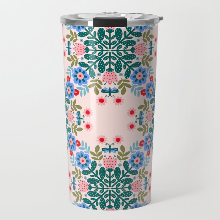 Scandinavian Folk Art Mandala  Travel Mug Gallery Image 1