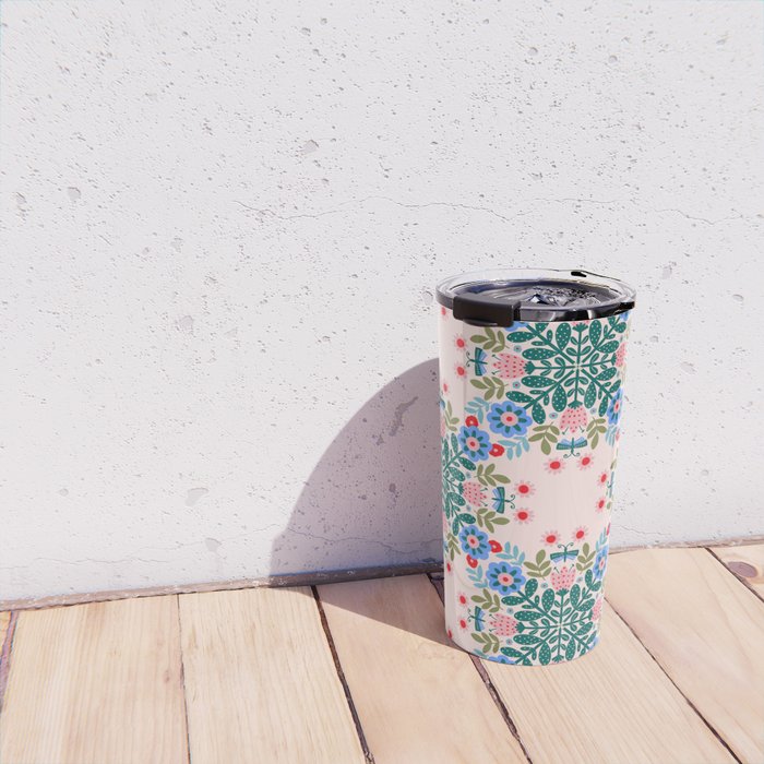 Scandinavian Folk Art Mandala  Travel Mug Gallery Image 4