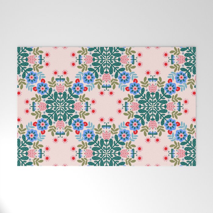 Scandinavian Folk Art Mandala  Welcome Mat Gallery Image 1