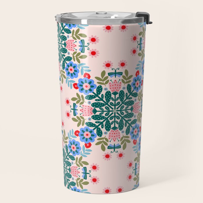 Scandinavian Folk Art Mandala  Travel Mug Gallery Image 2