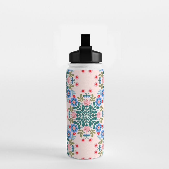 Scandinavian Folk Art Mandala  Water Bottle Gallery Image 2