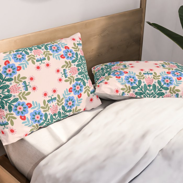 Scandinavian Folk Art Mandala  Pillow Sham Gallery Image 2