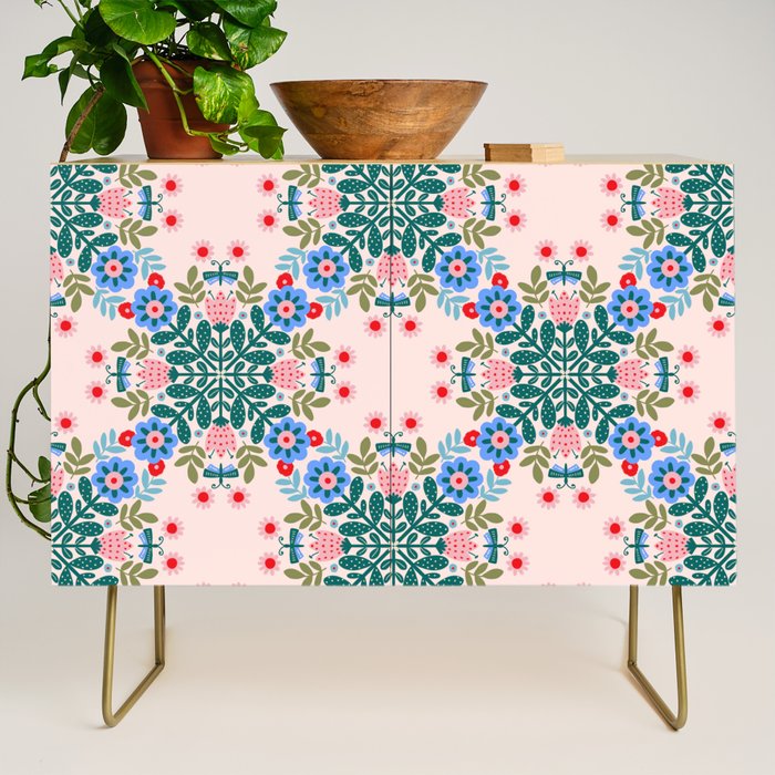 Scandinavian Folk Art Mandala  Credenza Gallery Image 1