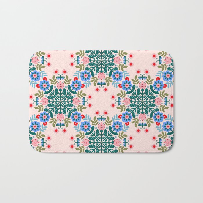 Scandinavian Folk Art Mandala  Bath Mat Gallery Image 1