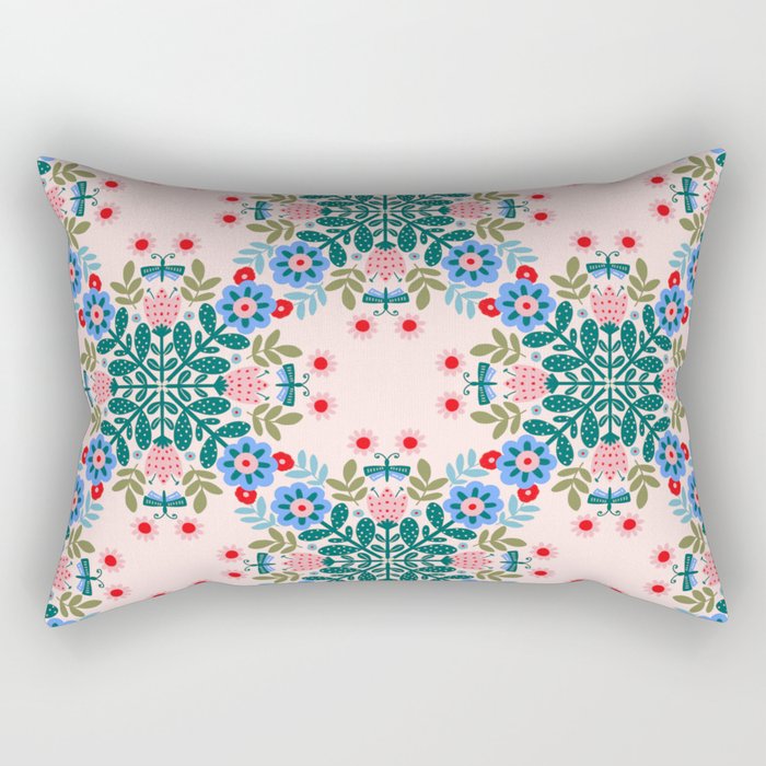 Scandinavian Folk Art Mandala  Rectangular Pillow Gallery Image 1