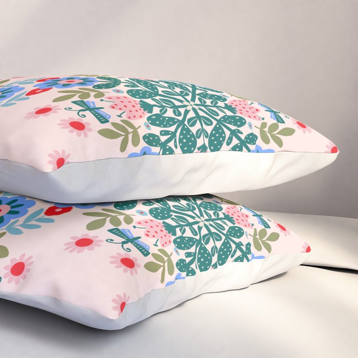 Scandinavian Folk Art Mandala  Pillow Sham Gallery Image 3
